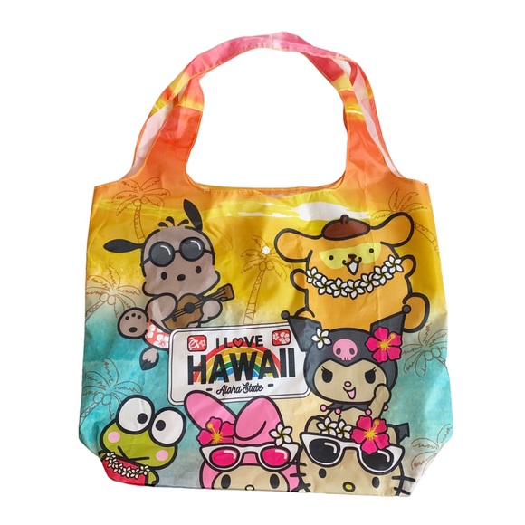 I Love Hawaii Sanrio Character Tote Bag Hello Kitty Keroppi Pochacco - Picture 1 of 6